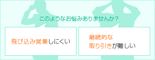 飛び込み営業しにくい　継続的な取り引きが難しい